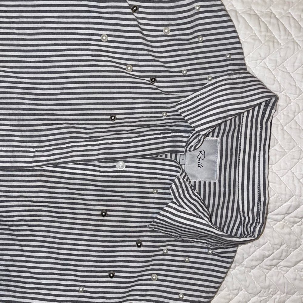 Rails striped button front with pearls